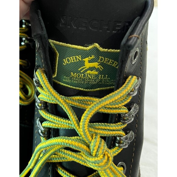 John Deere Skechers Cascades Mens sz 11 Black Leather Work Boots 6” Goodyear NEW main image 10
